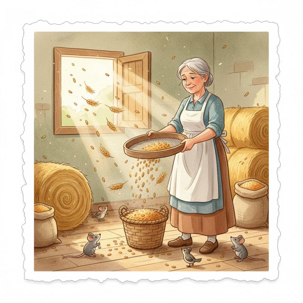 Selected / separated the chaff from the straw; to select the grain from the straw; to clear out the chaff.