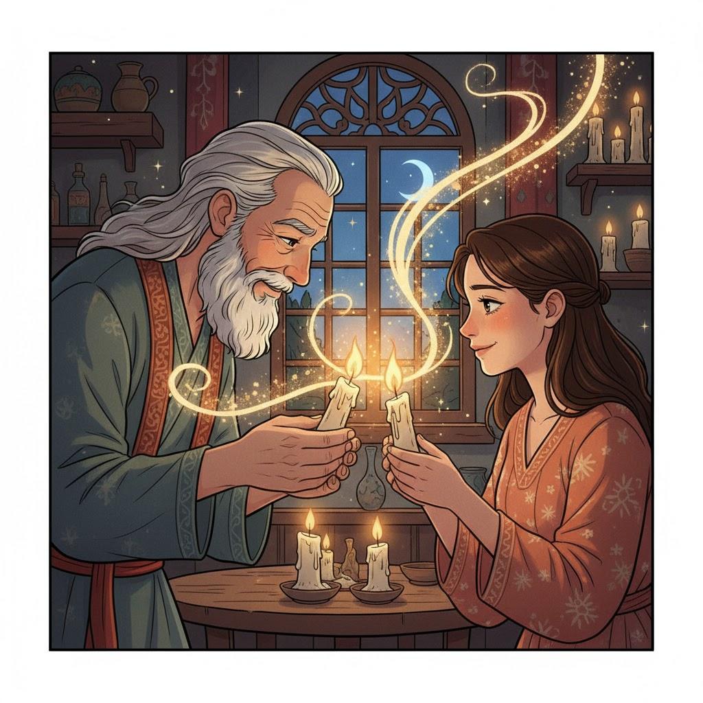 A person lights a candle from another – the first still burns and loses nothing
