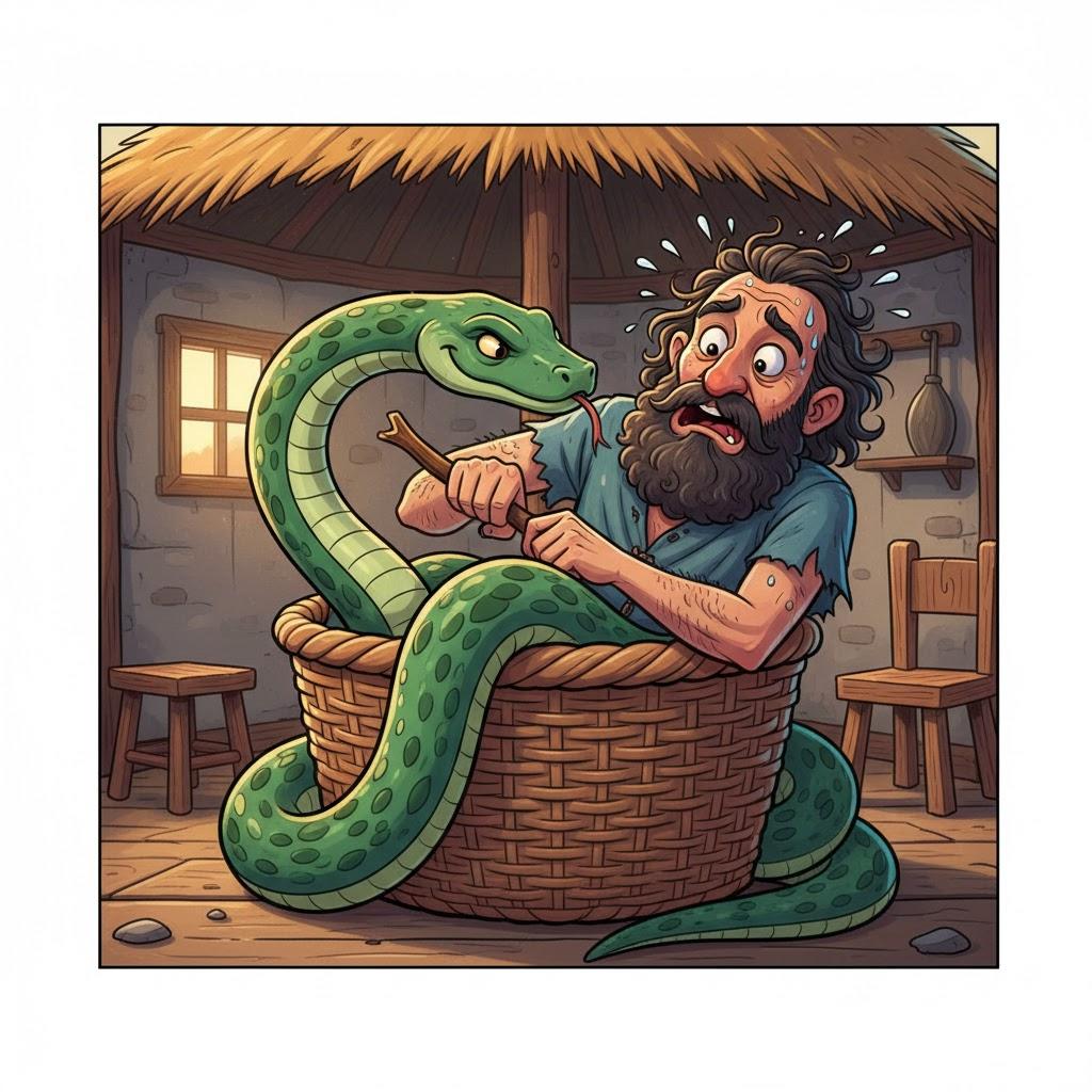 No person lives together with a snake in one basket