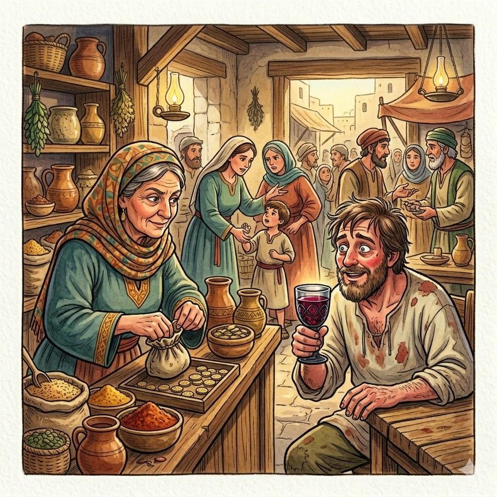 The Drunkard Gives His Eye to the Cup and the Moneylender to the Pocket