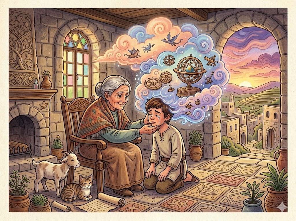 הָרֹאשׁ שֶׁלּוֹ בָּעֲנָנִים