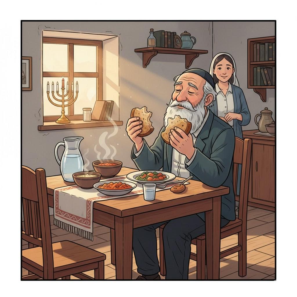 אָכַל נַהֲמָא בְּנַהֲמָא