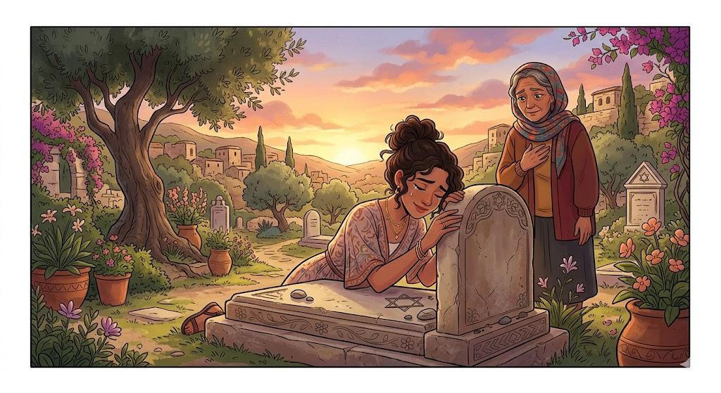 To prostrate oneself in supplication on someone's grave/ pray at the grave of (a relative, saint, etc.)