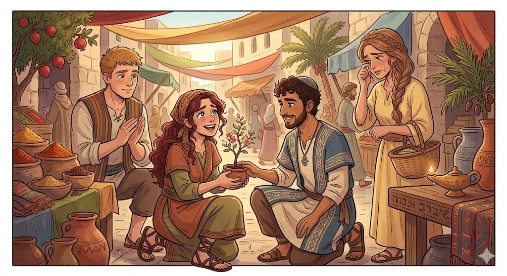 He began with her