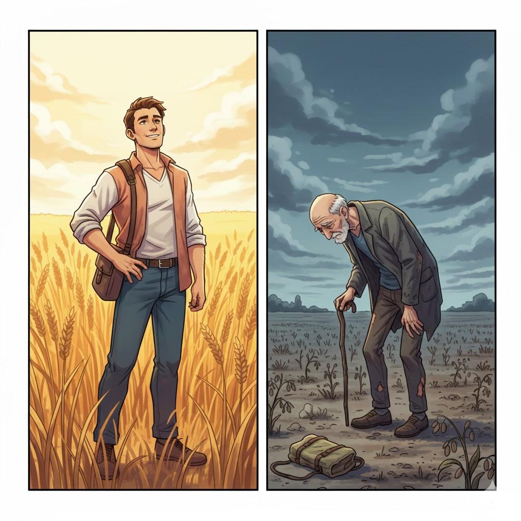 He came upright like a barley grain and went low like a lentil