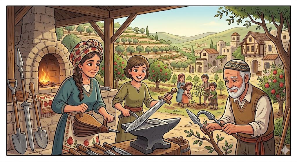 וְכִתְּתוּ חַרְבֹתֵיהֶם לְאִתִּים וַחֲנִיתֹתֵיהֶם לְמַזְמֵרוֹת