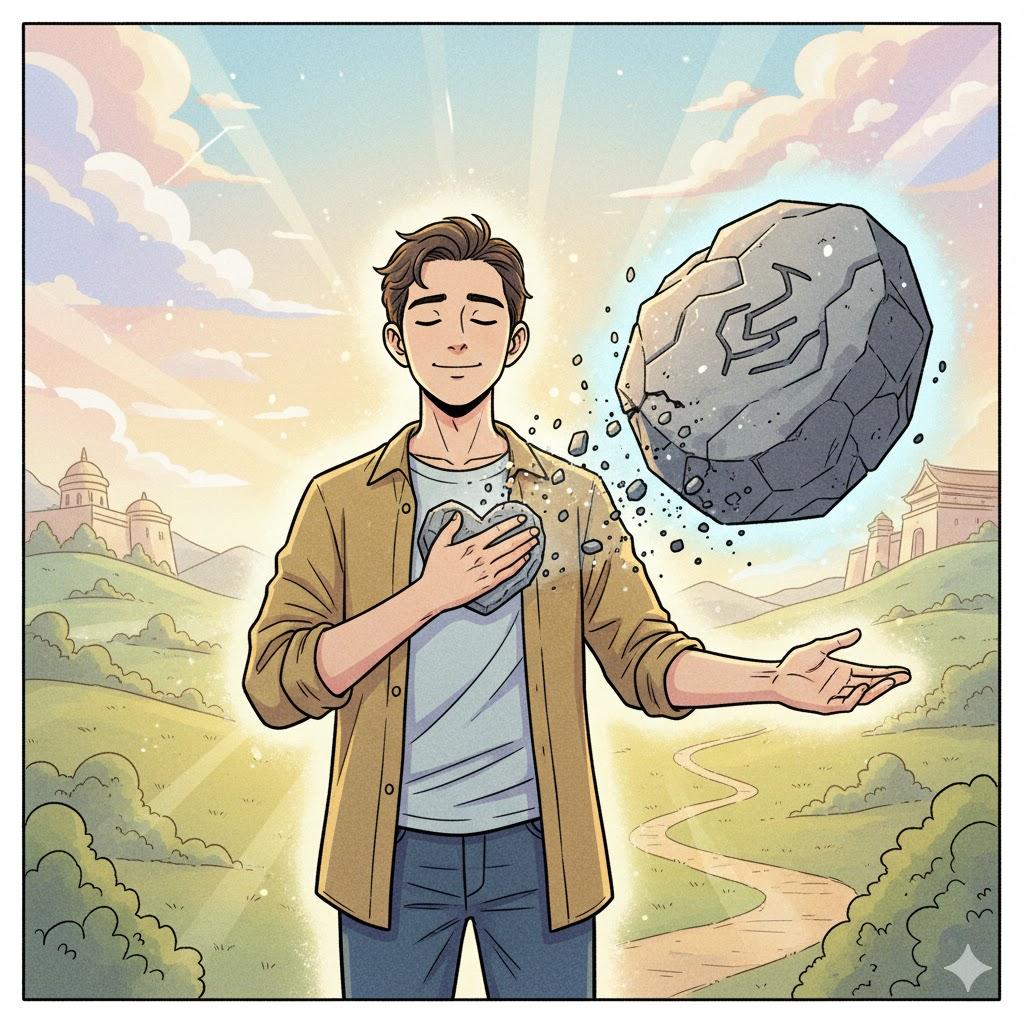 A stone was rolled off his heart / He felt relieved