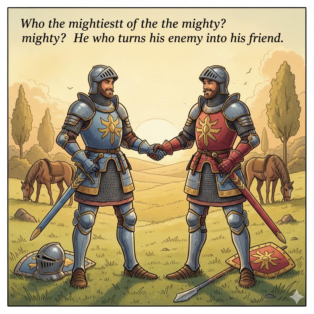 Who is the hero among heroes? One who makes his enemy his friend
