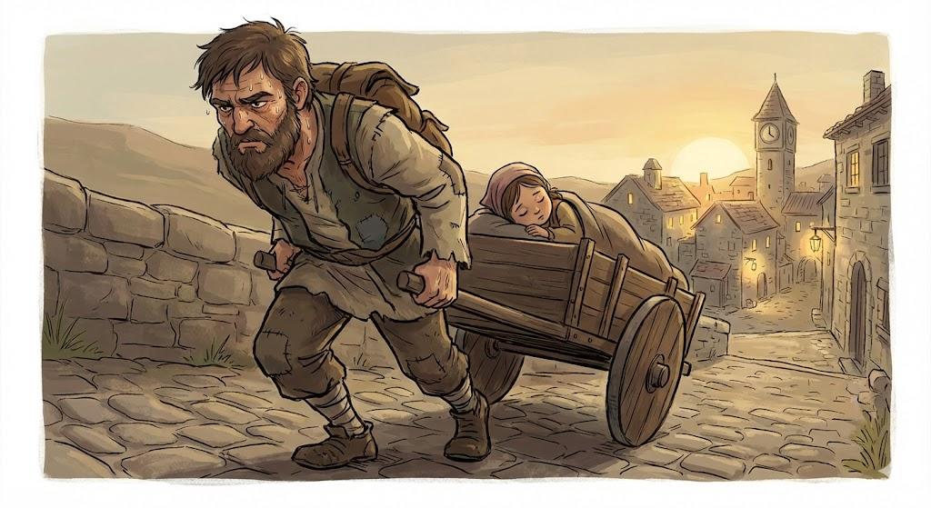 With his last strength / in his final effort