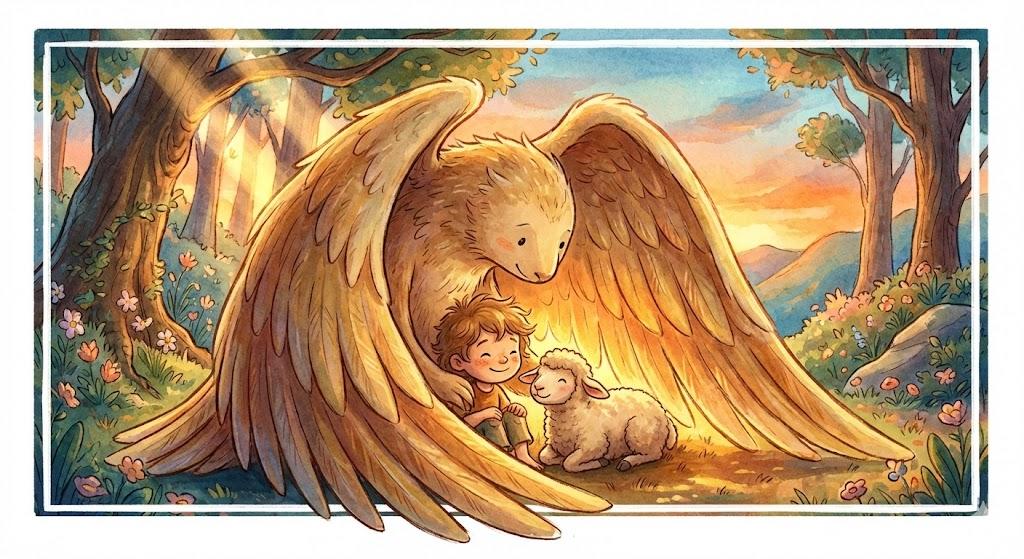 Under the shadow of someone's wings