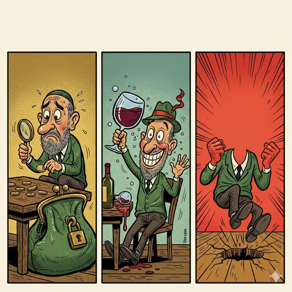A man is recognized by his cup, his pocket, and his anger